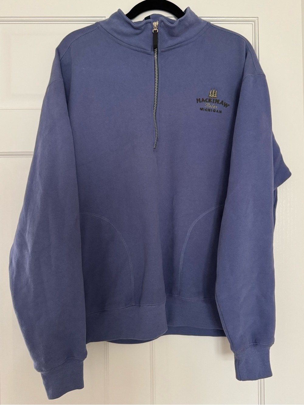 J. America Men's Half-Zip Sweatshirt Mackinaw Island in Blue Medium